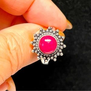 🌈ethnic style red cabochon style stone ring, 925